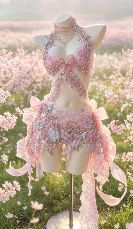Handcrafted, elaborately detailed stage-style gown