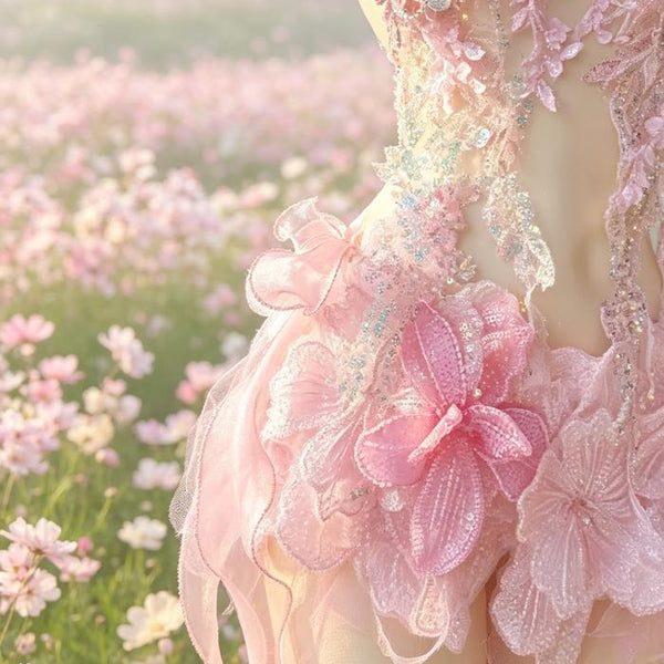 Handcrafted, elaborately detailed stage-style gown
