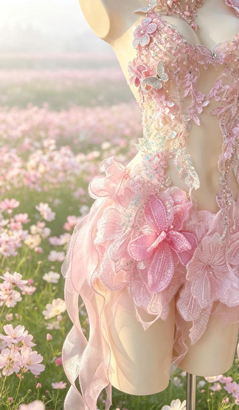 Handcrafted, elaborately detailed stage-style gown