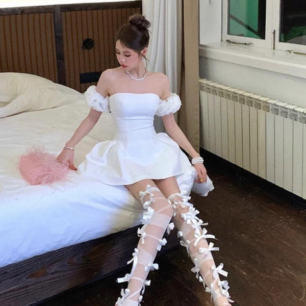 Bow Tie Tassel Over-the-Knee Socks, Retro Prom Fashion