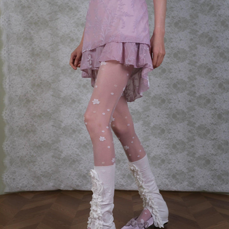 Vintage Snowflake Pantyhose White Folded Pile Socks