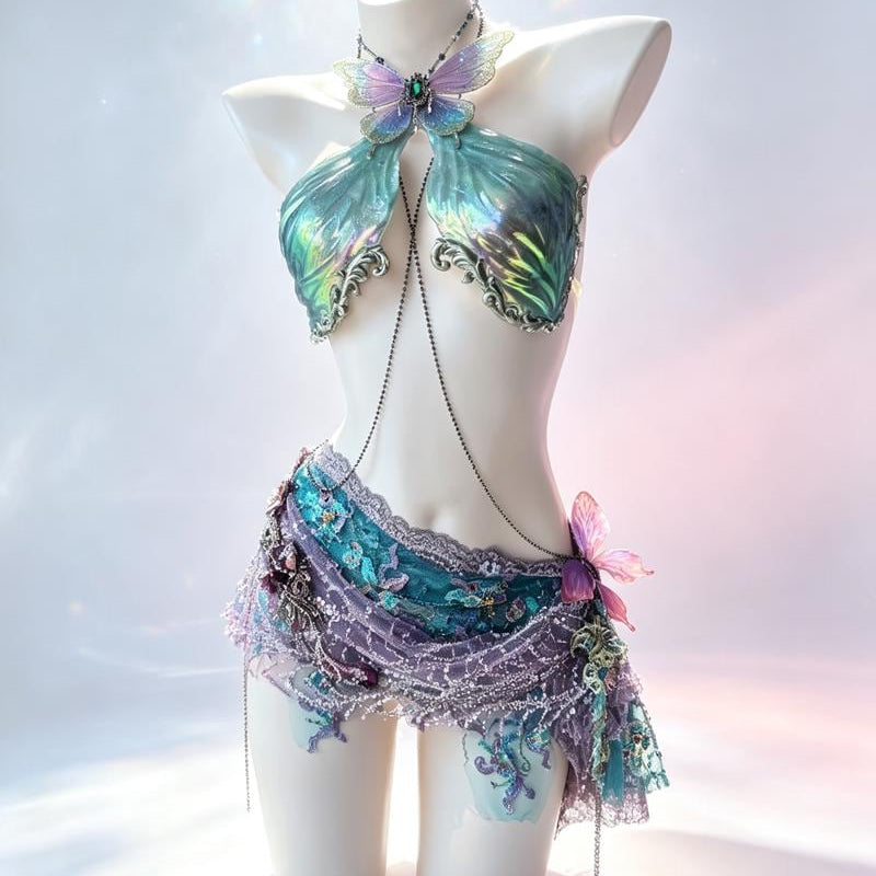 Heavily Embellished, Handcrafted Resin 3D Mermaid-Themed Vest — Halloween Gift / EDM Festival DJ Attire