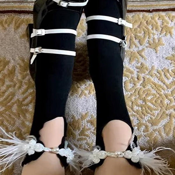 Feather Pendant Socks, Bowknot JK Style