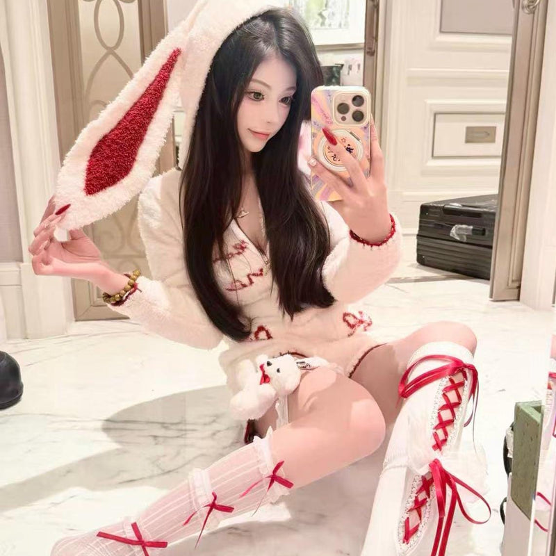 Christmas Outfit: Girly Red Lace Mid-Calf Scrunch Socks with Ribbon Bows
