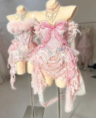 Handmade Princess Dress, Pink Bow, High-Class Party Gown