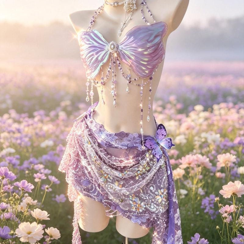 Handcrafted Halter-Neck Backless Mini-Dress, EDM Party Wear