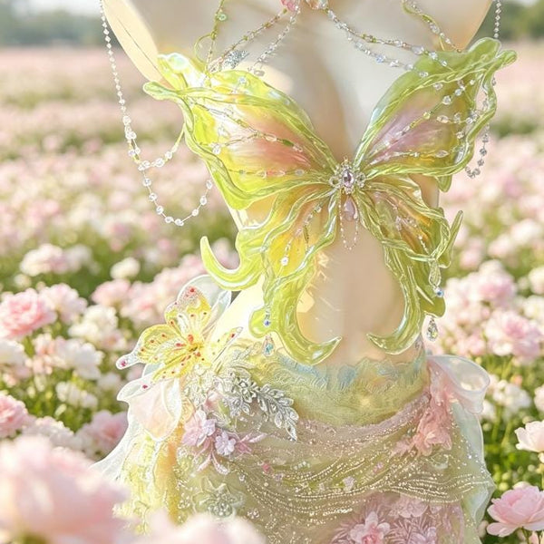 Princess Butterfly Elegant Handmade Dress Halloween Cosplay Dress Set