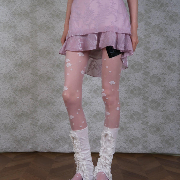 Vintage Snowflake Pantyhose White Folded Pile Socks