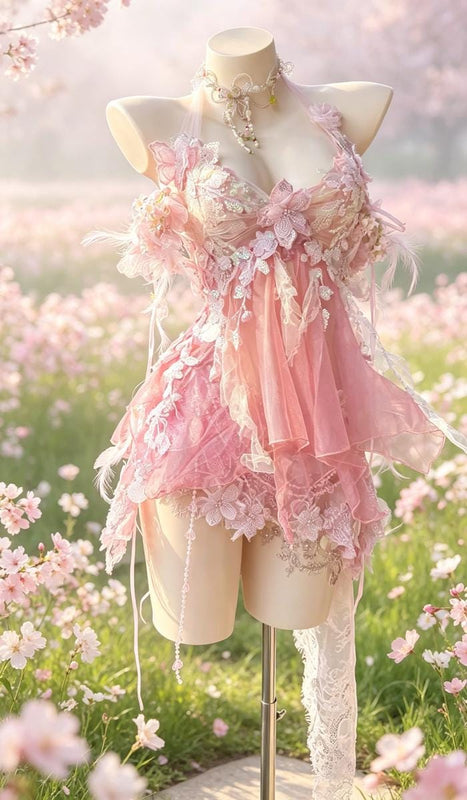 Handcrafted, elaborately detailed stage-style gown