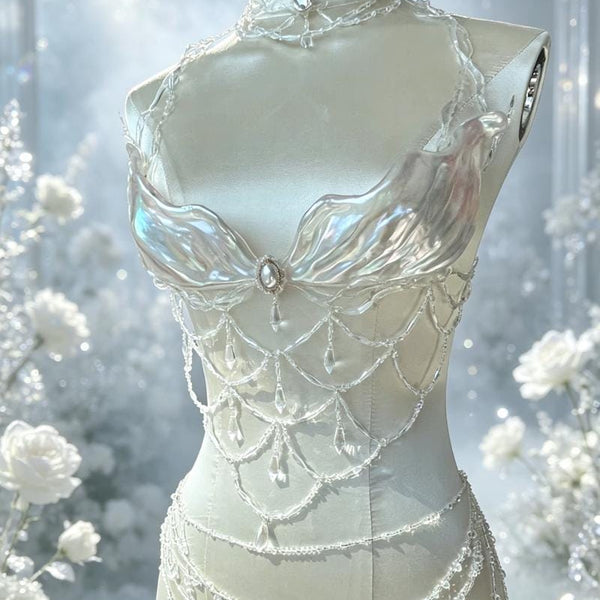 Handmade Pearl Mesh Halter Top — Birthday Gift for DJs & EDM Babes