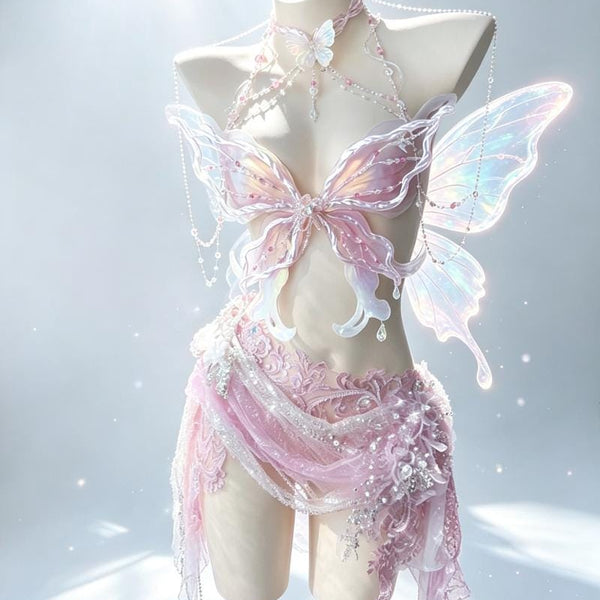 Princess Butterfly Elegant Handmade Dress Halloween Cosplay Dress Set