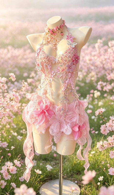 Handcrafted, elaborately detailed stage-style gown