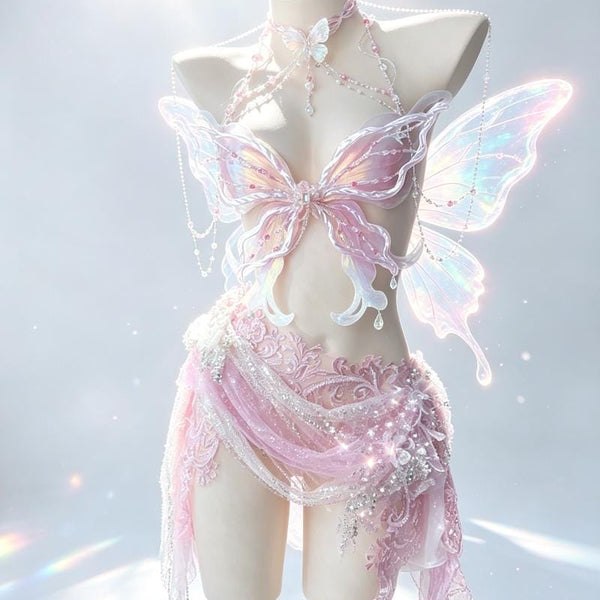 Princess Butterfly Elegant Handmade Dress Halloween Cosplay Dress Set