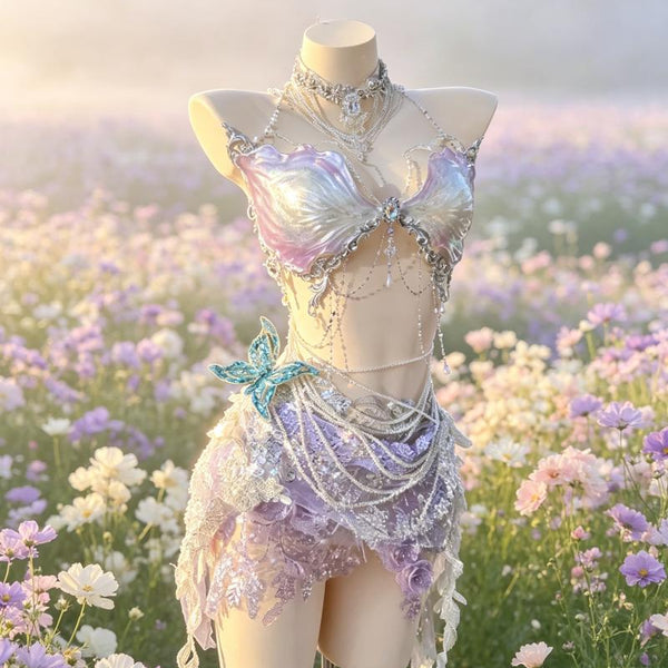 Handcrafted Halter-Neck Backless Mini-Dress, EDM Party Wear