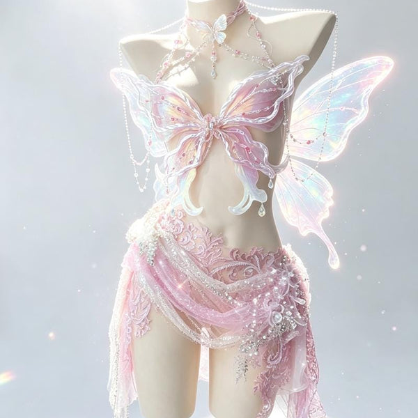 Princess Butterfly Elegant Handmade Dress Halloween Cosplay Dress Set