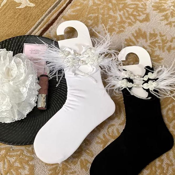 Feather Pendant Socks, Bowknot JK Style